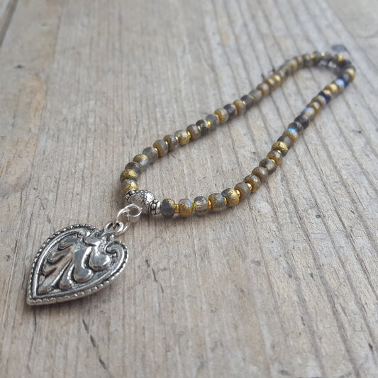 Ornate Heart Charm Bracelet