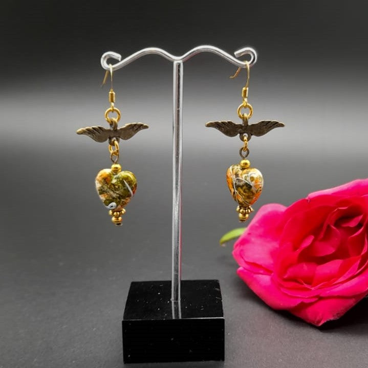 Abstract Heart Wings Earrings