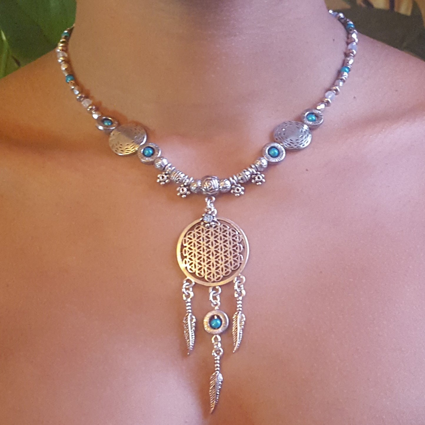 Dreamcatcher Necklace - Blue